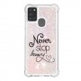 Samsung Galaxy A21s glitter hile never stop dreaming suojakuori