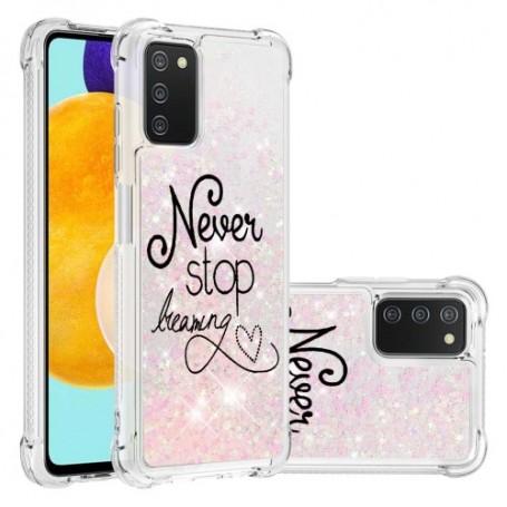 Samsung Galaxy A03s / A02s glitter hile never stop dreaming suojakuori