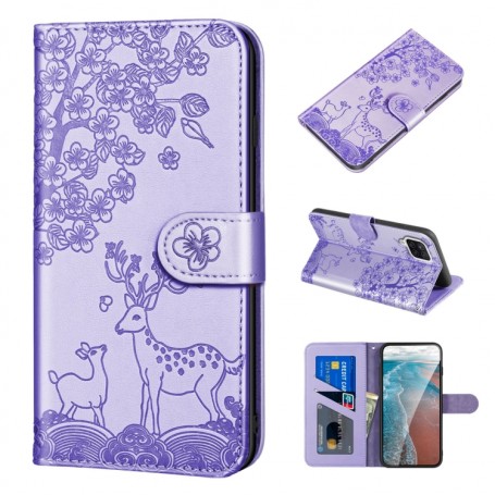 Samsung Galaxy A12 violetti eläimet suojakotelo
