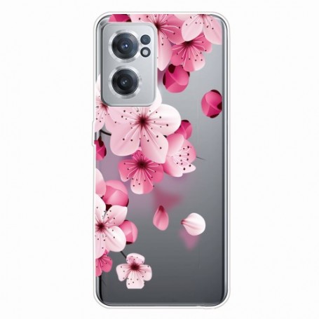 OnePlus Nord CE 2 5G läpinäkyvä kukat suojakuori.