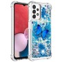 Samsung Galaxy A13 / A04s glitter hile sininen perhonen suojakuori – kevyt ja ohut suojakuori puhelimen takaosassa
