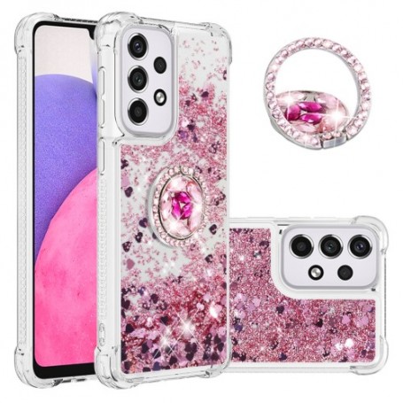 Samsung Galaxy A33 5G pinkki glitter hile sormuspidike suojakuori.