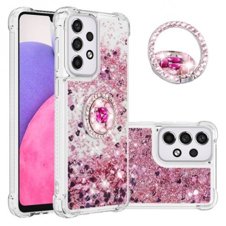 Samsung Galaxy A33 5G pinkki glitter hile sormuspidike suojakuori