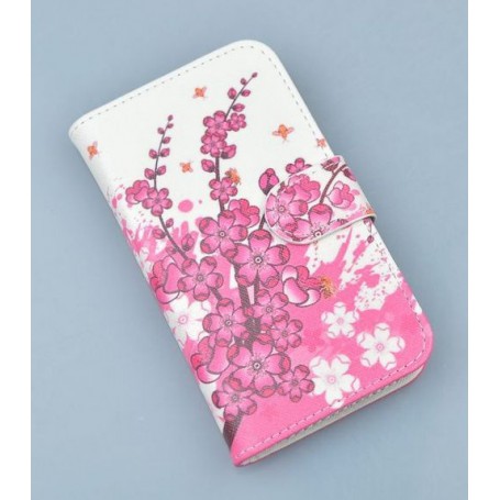 Lumia 820 vaaleanpunaiset kukat puhelinlompakko