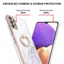 Samsung Galaxy A13 / A04s valkoinen marmori sormuspidike suojakuori