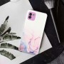 Samsung Galaxy A03 läpinäkyvä pinkki marmori suojakuori.