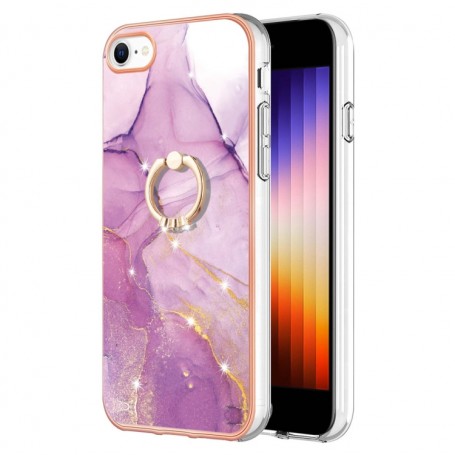 iPhone 7/8/SE 2020/SE 2022 pinkki marmori sormuspidike suojakuori