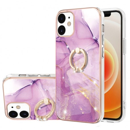 iPhone 12 / 12 pro pinkki marmori sormuspidike suojakuori