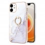 iPhone 12 / 12 pro valkoinen marmori sormuspidike suojakuori