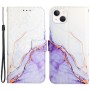 iPhone 13/14 violetti marmori suojakotelo – kannellinen puhelinlompakko tuotekuvassa