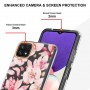Samsung Galaxy A22 5G läpinäkyvä vaaleanpunaiset kukat suojakuori.