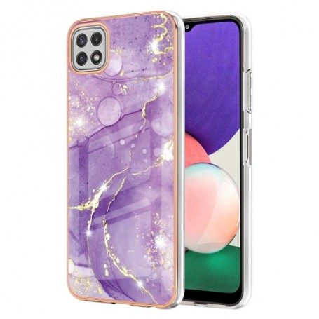 Samsung Galaxy A22 5G violetti marmori suojakuori