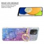 Samsung Galaxy A03 värikäs marmori sormuspidike suojakuori