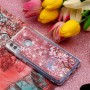 Huawei P30 Lite glitter hile vaaleanpunainen kukka suojakuori