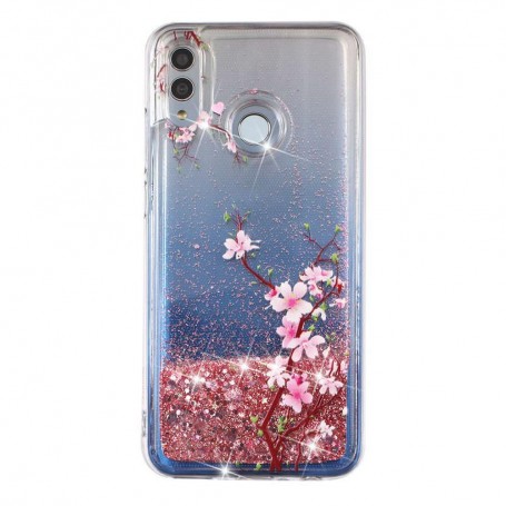 Huawei P30 Lite läpinäkyvä vaaleanpunainen kukka suojakuori.