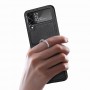 Samsung Galaxy Z Flip4 musta nahkasuojakuori sormuksella.