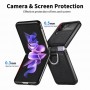 Samsung Galaxy Z Flip4 musta nahkasuojakuori sormuksella.