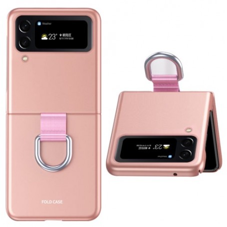 Samsung Galaxy Z Flip4 ruusukulta suojakuori sormuksella.