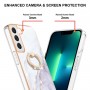 Samsung Galaxy S22 5G valkoinen marmori sormuspidike suojakuori