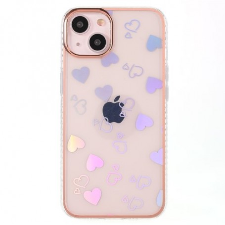 iPhone 13/14 läpinäkyvä sydämet suojakuori.
