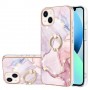 iPhone 14 ruusukulta marmori sormuspidike suojakuori