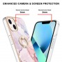 iPhone 14 ruusukulta marmori sormuspidike suojakuori