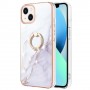 iPhone 14 valkoinen marmori sormuspidike suojakuori