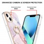 iPhone 14 Plus ruusukulta marmori sormuspidike suojakuori