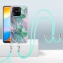 Xiaomi Redmi 10C värikäs marmori suojakuori kaulanauhalla.
