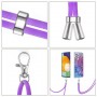 Samsung Galaxy A33 5G violetti marmori suojakuori kaulanauhalla.