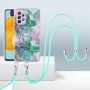 Samsung Galaxy A23 5G värikäs marmori suojakuori kaulanauhalla.