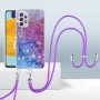 Samsung Galaxy A13 / A04s violetti marmori suojakuori kaulanauhalla