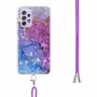 Samsung Galaxy A53 5G violetti marmori suojakuori kaulanauhalla.