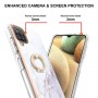 Samsung Galaxy A12 valkoinen marmori sormuspidike suojakuori