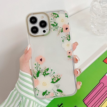 iPhone 12 läpinäkyvä kukat suojakuori.