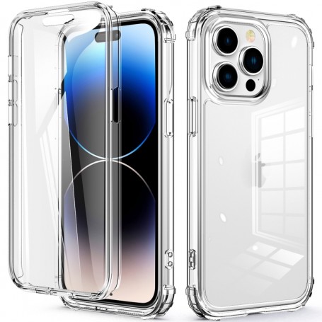 iPhone 14 Pro Max läpinäkyvä 360 asteen suojakuori.
