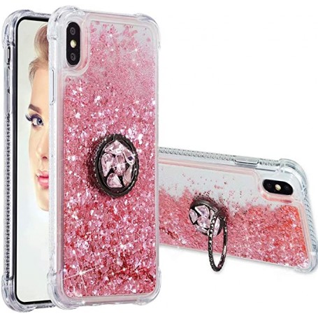 iPhone XR pinkki glitter hile sormuspidike suojakuori