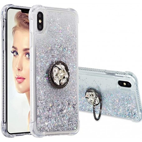 iPhone X / Xs hopea glitter hile sormuspidike suojakuori