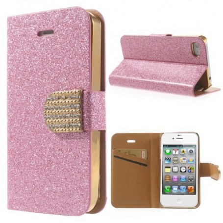 Iphone 4 pinkki glitter puhelinlompakko