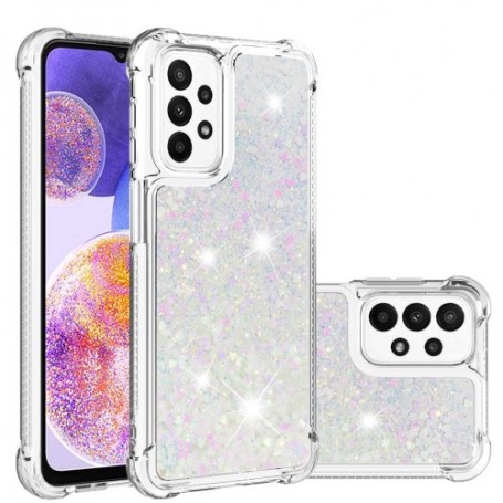 Samsung Galaxy A13 / A04s hopea glitter hile suojakuori – joustvasta ja kestävästä muovista valmistettu suojakuori
