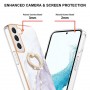 Samsung Galaxy S23 5G valkoinen marmori sormuspidike suojakuori