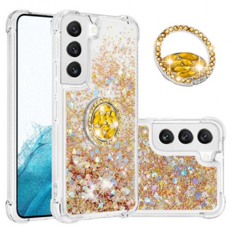 Samsung Galaxy S23 5G kulta glitter hile sormuspidike suojakuori.