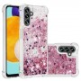 Samsung Galaxy A34 5G pinkki glitter hile suojakuori – laadukas rakenne näkyy lähikuvasta