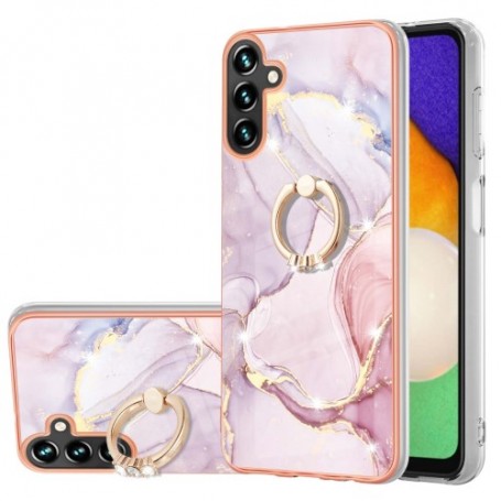Samsung Galaxy A34 5G ruusukulta marmori sormuspidike suojakuori – huolella viimeistelty tuote lähikuvassa