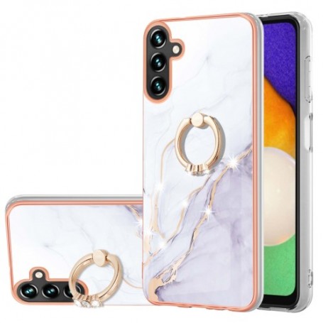 Samsung Galaxy A34 5G valkoinen marmori sormuspidike suojakuori – minimalistinen mutta tehokas suoja