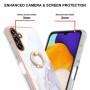 Samsung Galaxy A34 5G valkoinen marmori sormuspidike suojakuori – kaunis kuori esillä tuotekuvassa