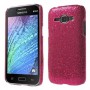 Galaxy J1 hot pink glitter suojakuori.