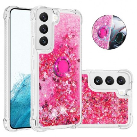 Samsung Galaxy S23 5G pinkki glitter hile sormuspidike suojakuori.