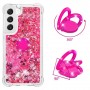 Samsung Galaxy S23 5G pinkki glitter hile sormuspidike suojakuori.