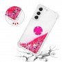 Samsung Galaxy S23 5G pinkki glitter hile sormuspidike suojakuori.